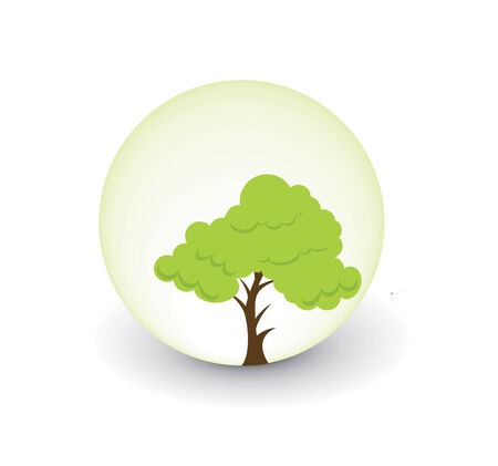 vector green tree on eco background, vector illustrationのイラスト素材