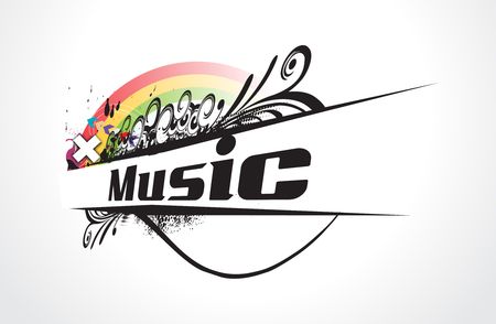 Abstract vector illustration of an playing tunes with musis note backgroud.のイラスト素材