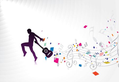 silhouette music men play a guitar with color wave line background, Vector Illustration, No mesh in this Vector
のイラスト素材