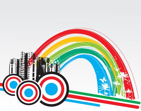 abstract urban rainbow background, vector illustrationのイラスト素材
