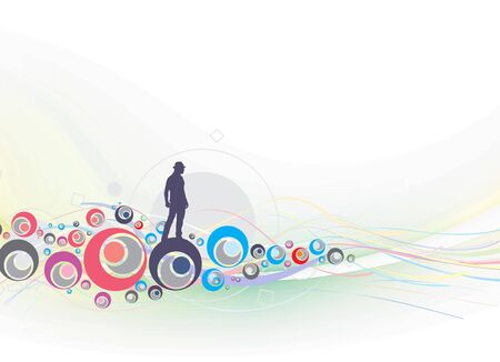 silhouette young men with searching  a right direction, Vector Illustration, no mesh in this vector.のイラスト素材