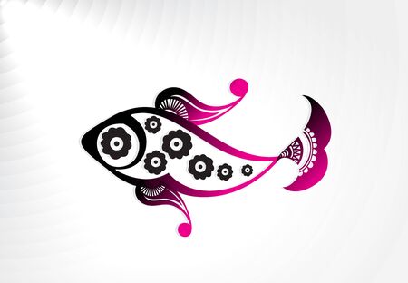 abstract floral design fish, vector illustrationのイラスト素材