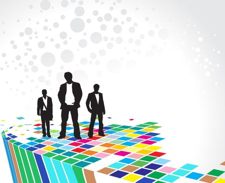 Abstract mosaic background with standing success businessman silhouetted . Vector illustration. No mesh this Vectorのイラスト素材