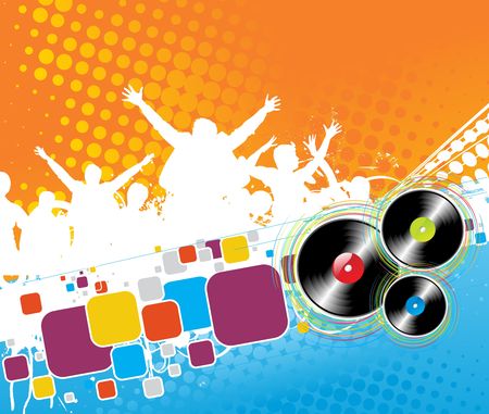 party concept, silhouettes of group dancing のイラスト素材