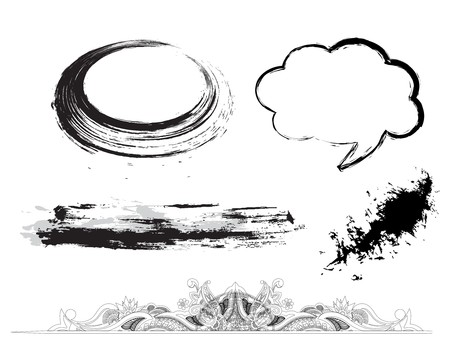 collection of grunge design elements icon illustration isolated on white background のイラスト素材
