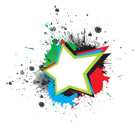 color grunge star &amp, wings on white background, illustration.のイラスト素材