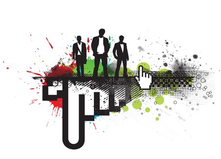 Abstract grunge background with standing success businessman silhouetted. illustration. のイラスト素材