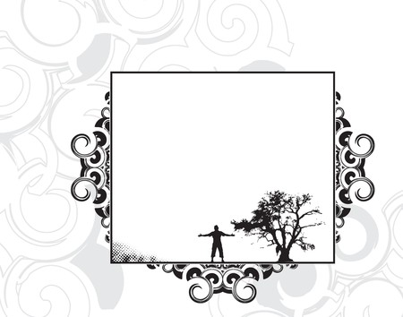 Abstract swirl banner background with man raising his hands
のイラスト素材