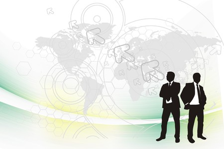 Abstract mosaic background with standing success businessman silhouetted .  illustration. のイラスト素材