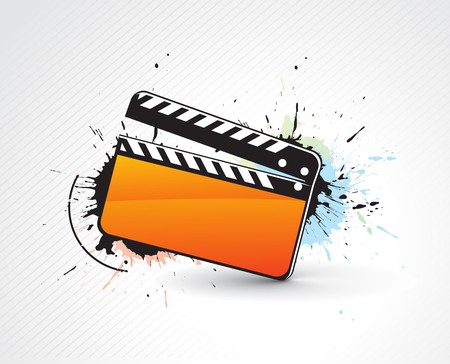 grunge modern colored clapper board with white board. illustrationのイラスト素材