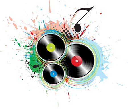 abstract grunge with music note background, vector illustration, のイラスト素材