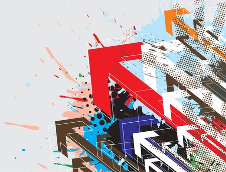 abstract grunge background with colorful arrowhead,vector illustrationのイラスト素材