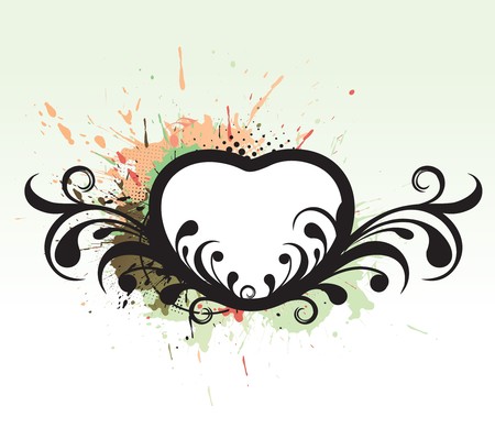 valentine day grunge background with floral hearts, vector illustration.のイラスト素材