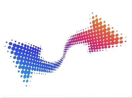 Abstract halftone arrow wave halftone background with sample text, vector illustration のイラスト素材