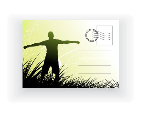 empty post card, isolated on illustration background, vector illustration のイラスト素材