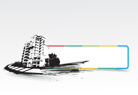 Grange style , urban city with banner in white background, vector illustration.のイラスト素材