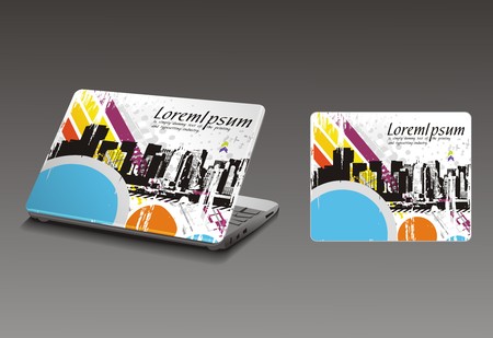 Professional Laptop sticker skins on white with empty space, vector illustationのイラスト素材