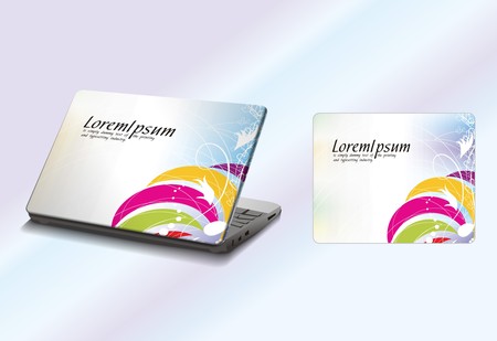 Professional Laptop sticker skins on white with empty space.のイラスト素材