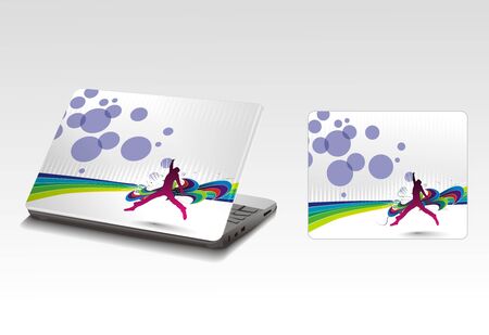 Professional Laptop sticker skins on white with empty space.のイラスト素材