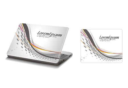 Professional Laptop sticker skins on white with empty space.のイラスト素材