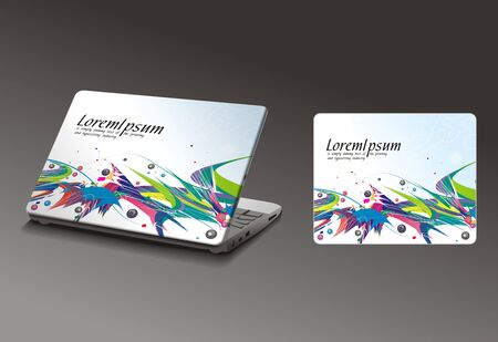 Professional Laptop sticker skins on white with empty space.のイラスト素材