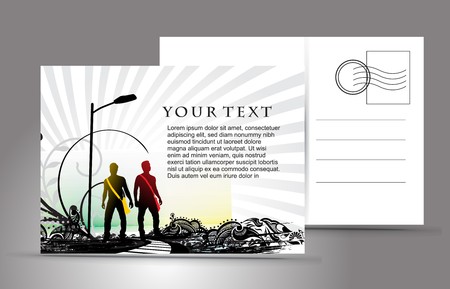 empty post card, isolated on illustration background, illustration のイラスト素材