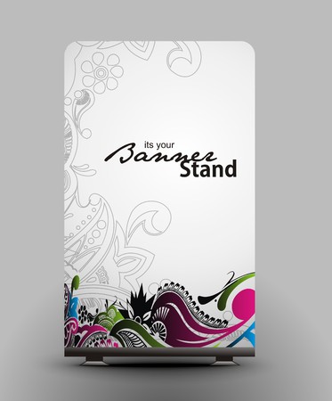 a roll up display with stand banner template designのイラスト素材