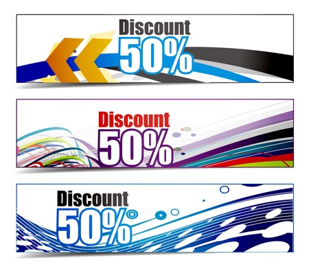 Abstract discount banners on different themes, multi-coloredのイラスト素材