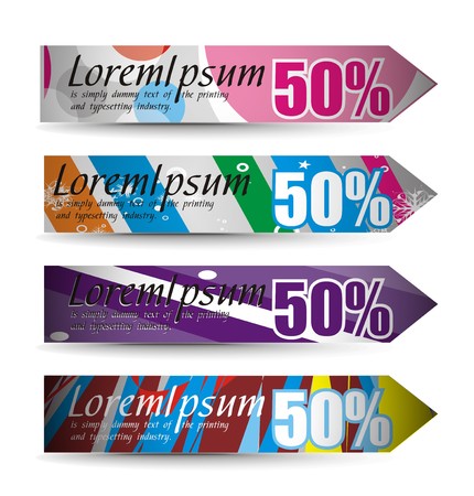 Abstract discount banners on different themes, multi-coloredのイラスト素材