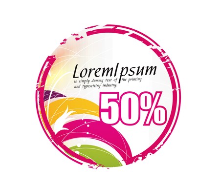 sale tag stickers with 50% discount, illustrationのイラスト素材