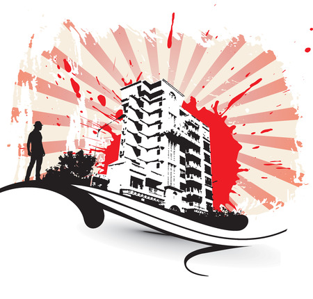  urban background with grunge city design elements. のイラスト素材