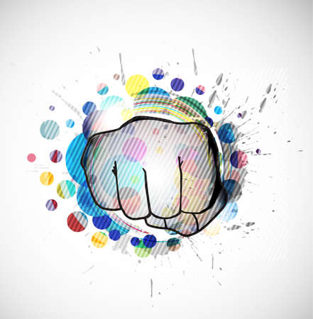 abstract grunge background with Fist with rays background.   illustration.のイラスト素材
