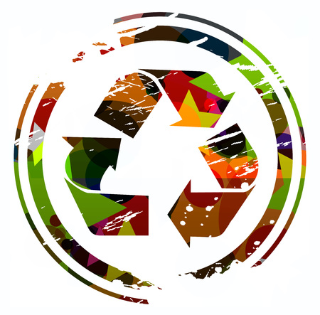 grunge colorful recycling icon design.のイラスト素材