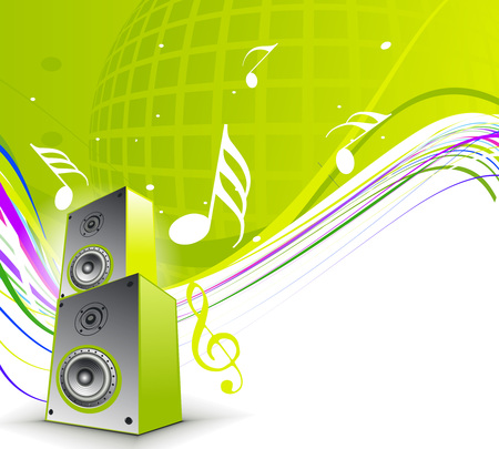 abstract musical theme with speakers background,  illustration のイラスト素材