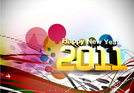 abstract new year 2011 colorful design.  illustrationのイラスト素材