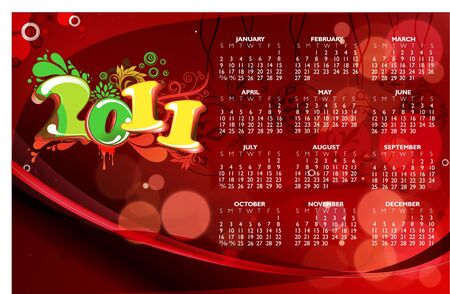 abstract new year 2011 calendar with colorful design.  illustrationのイラスト素材