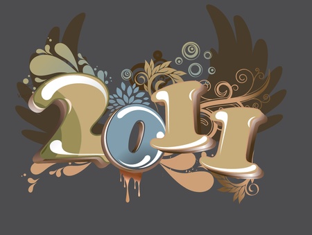 abstract new year 2011 calendar with colorful design. illustrationのイラスト素材