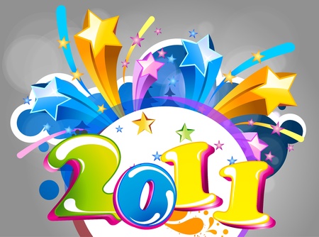 new year abstract 2011 with colorful design. illustrationのイラスト素材