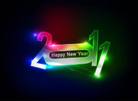 new year 2011 in colorful background design.  illustrationのイラスト素材