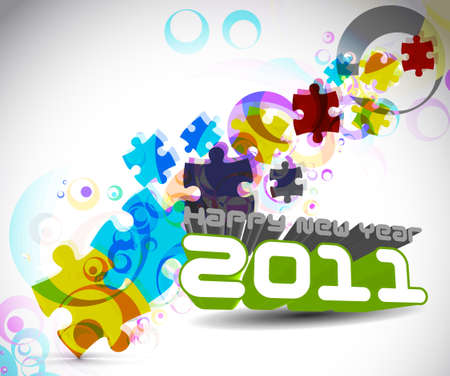 abstract new year 2011 puzzle design. Vector illustration.のイラスト素材
