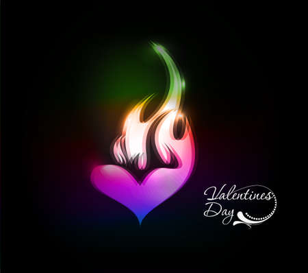 valentines day colorful fire heart icon design element background.のイラスト素材