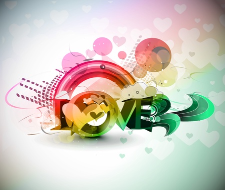 Abstract valentines day colorful 3d love design element background.のイラスト素材