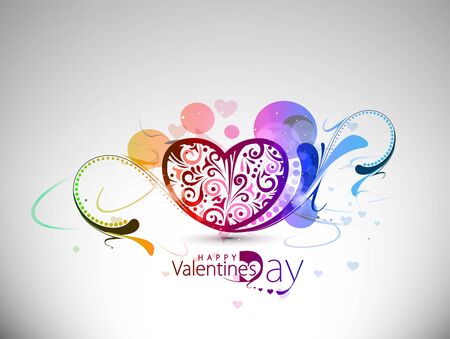 Abstract valentines day colorful floral heart design element background.のイラスト素材