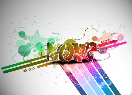Abstract valentines day colorful 3d love design element background.のイラスト素材