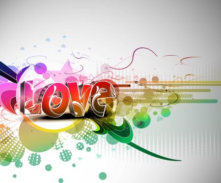 Abstract valentines day colorful 3d love design element background.のイラスト素材