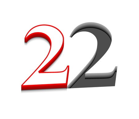 3d vector number two design with isolated on white.のイラスト素材