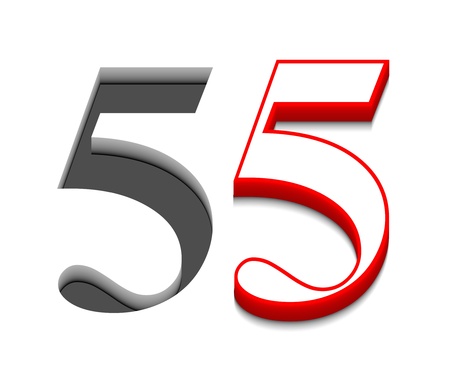 3d vector number five design with isolated on white.のイラスト素材