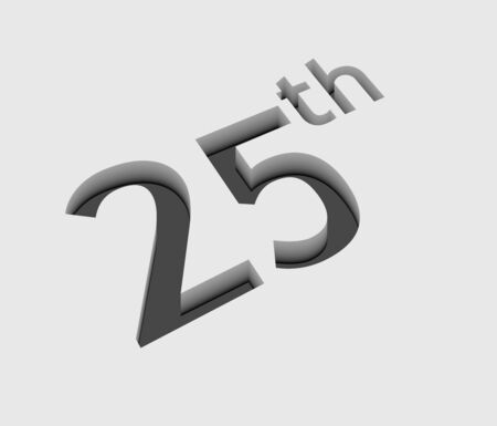 3d vector 25th number design with isolated on white. のイラスト素材