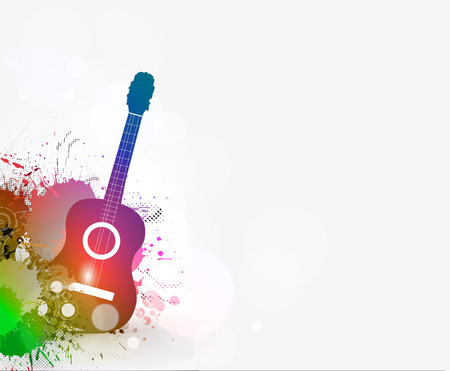 Music notes with guitar player for design use, vector illustrationのイラスト素材