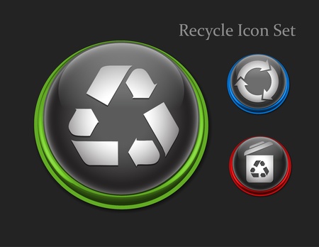 vector recycle icon set, includes three color versions for your web colour design used. のイラスト素材